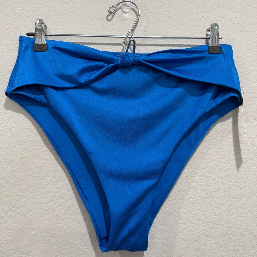 Victoria's Secret Swim Bikini Set Top Bottom Large Blue 36D Push Up Cheeky NEW - Picture 5 of 7